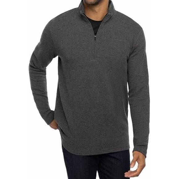 NEW TRAVISMATHEW cloud waffle quarter zip golf pullover in charcoal